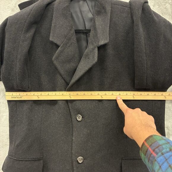 Men's Silver Cloud Cashmere Wool Italian Dark Gray Full Length Overcoat 42R - Picture 3 of 8